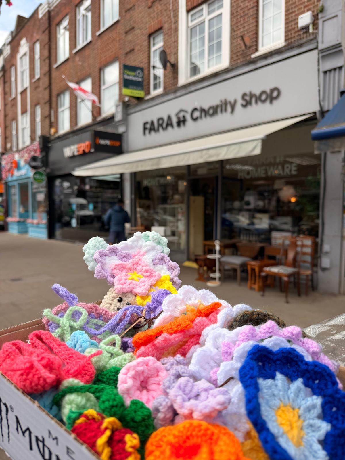 FARA charity shop display